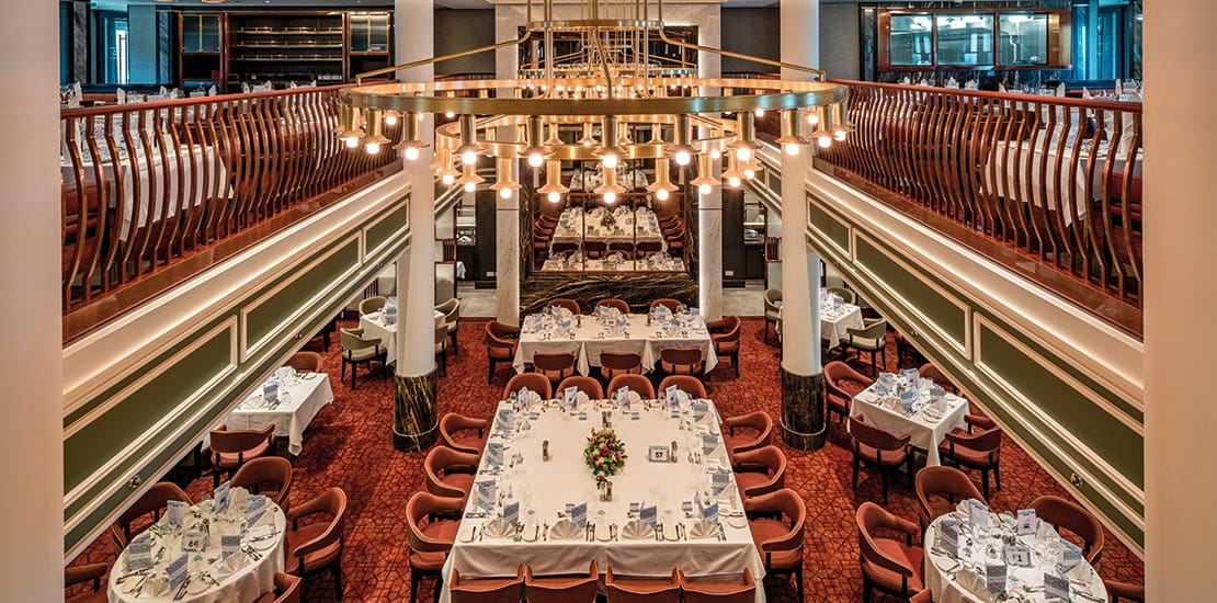 The Grand Dining Room is Spirit of Discovery's main restaurant